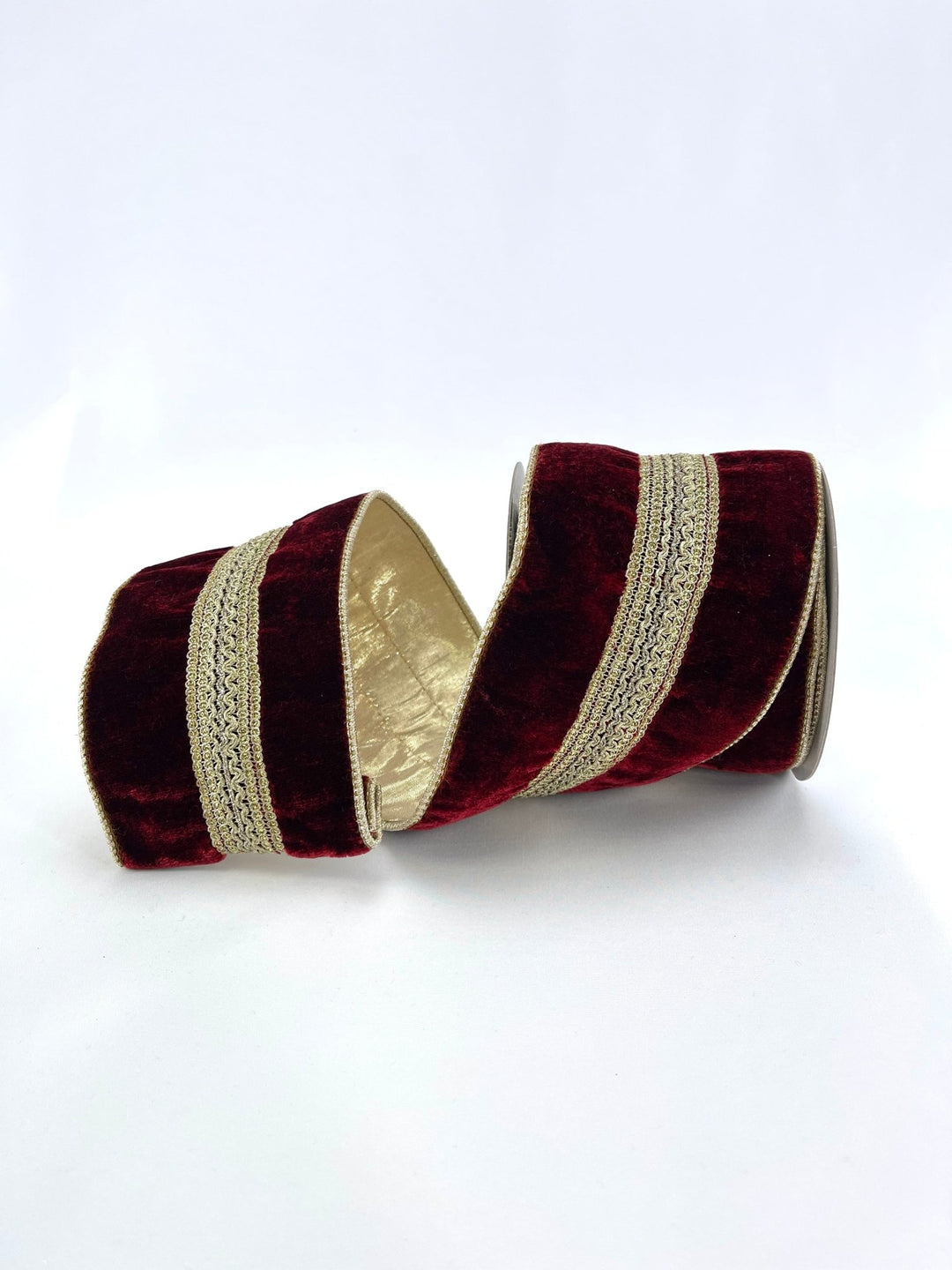 Burgundy and gold velvet wired ribbon - 4” - Greenery Marketwired ribbonMTX69473 BUGD