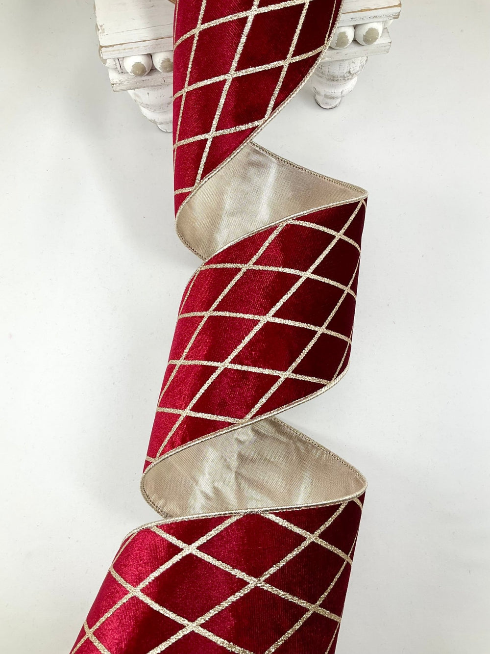 Burgundy And Gold Wired Velvet Ribbon - 4" - Greenery Market7112W-277-100E