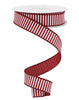 Burgundy and white striped skinny wired ribbon, 7/8" - Greenery MarketWired ribbonRG778005