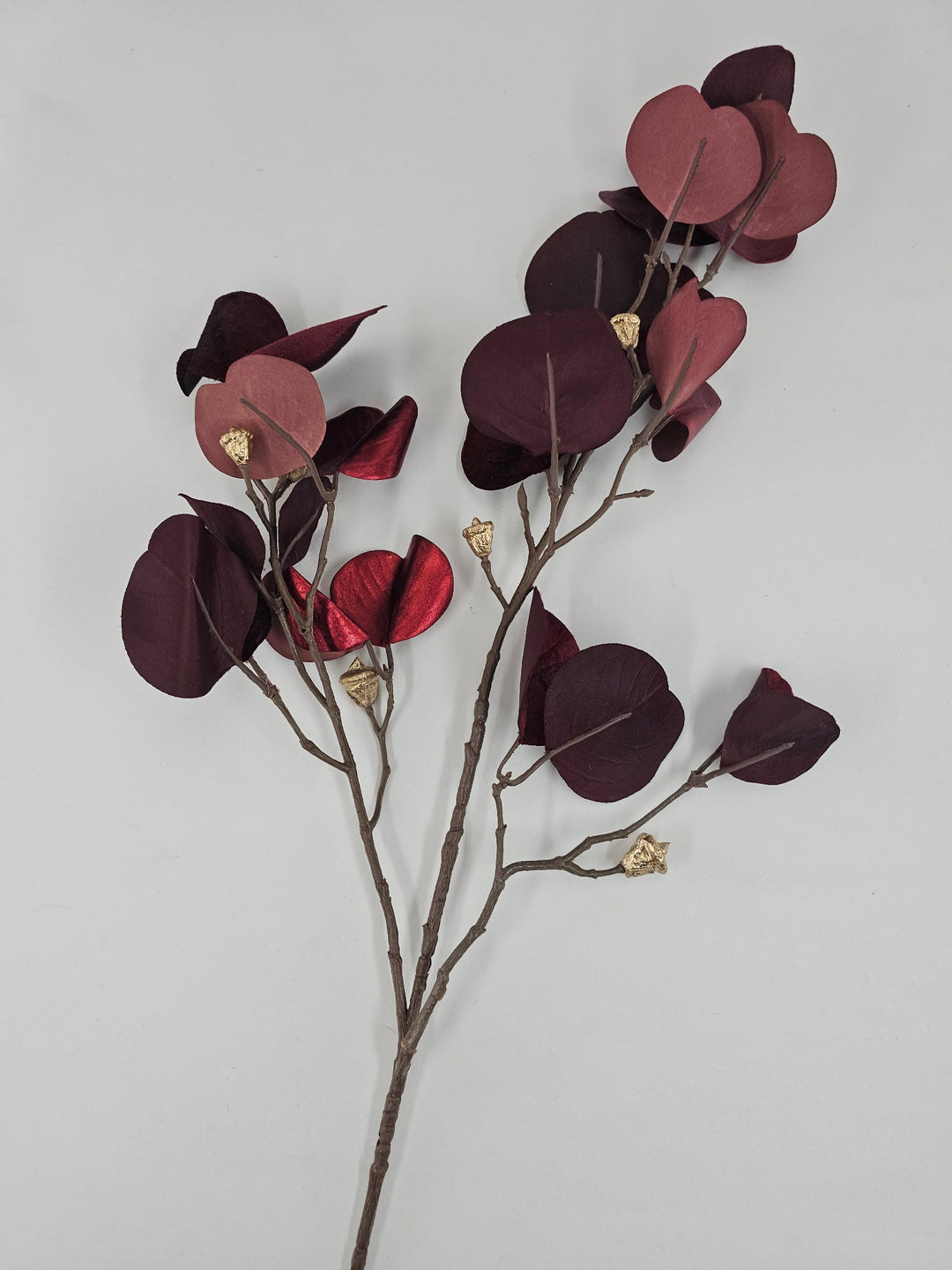 Burgundy Glamour Velvet Eucalyptus Spray - 32" - Greenery MarketXF663BU