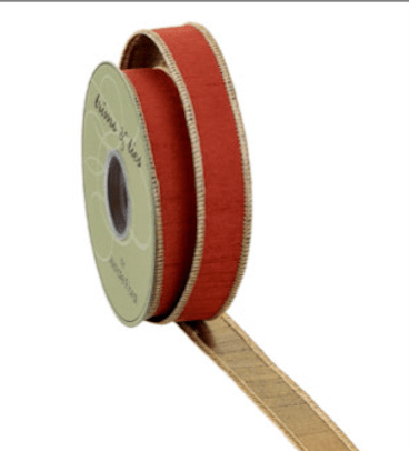 Burgundy & Gold Metallic Fused Dupion Ribbon - 1" - Greenery MarketRW7045-BU/GO