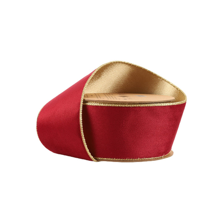 Burgundy & Gold Reversible Classic Velvet Wired Ribbon - 2.5" - Greenery Market7115W - 277 - 63E