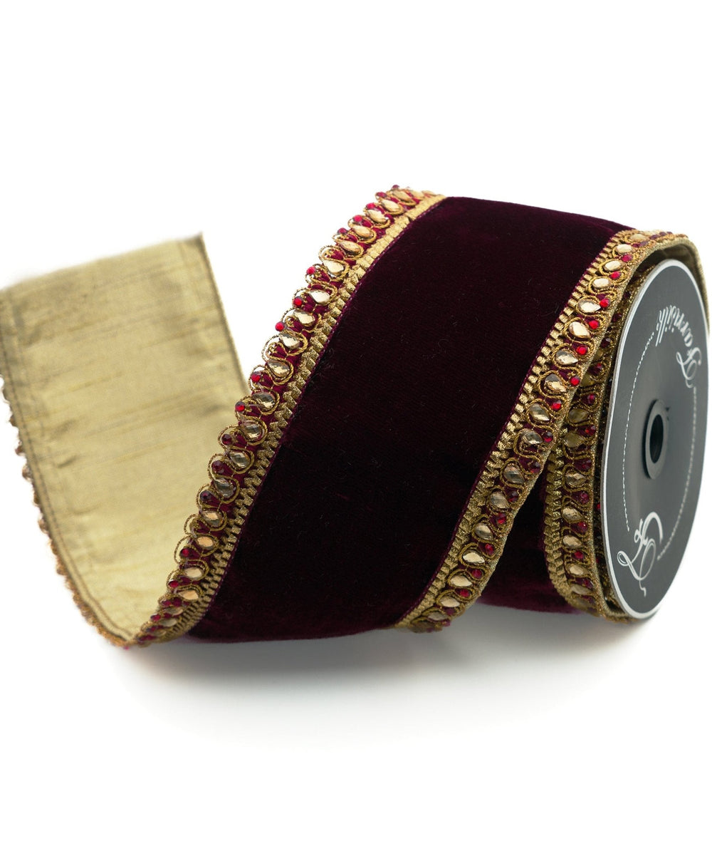 Burgundy King Edward Farrisilk Wired Ribbon - 4" - Greenery MarketRibbons & TrimRK340-11