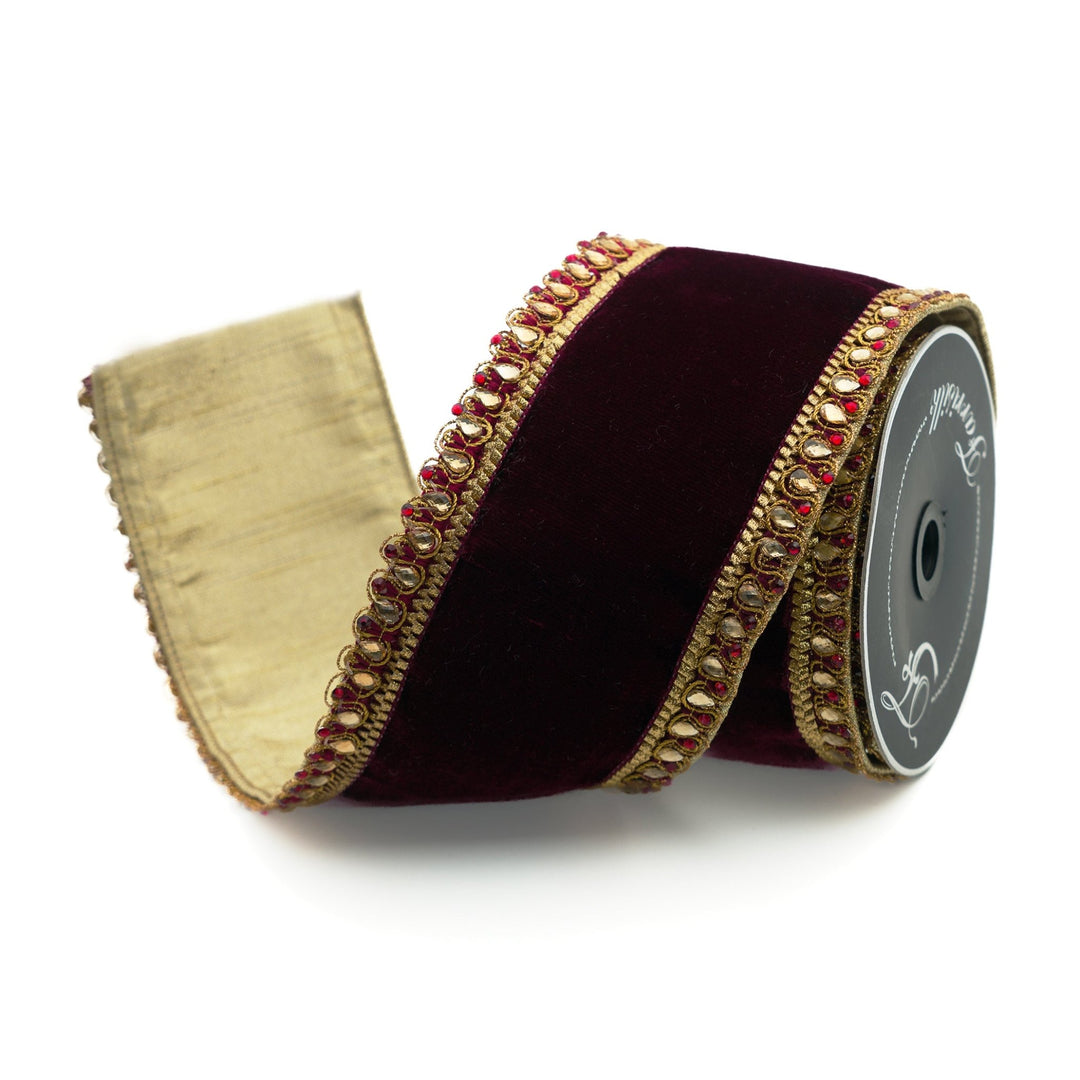 Burgundy King Edward Farrisilk Wired Ribbon - 4" - Greenery MarketRibbons & TrimRK340-11