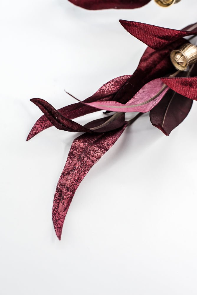 Burgundy Lux Velvet Eucalyptus Leaf Spray - 34" - Greenery MarketXFS618-BU