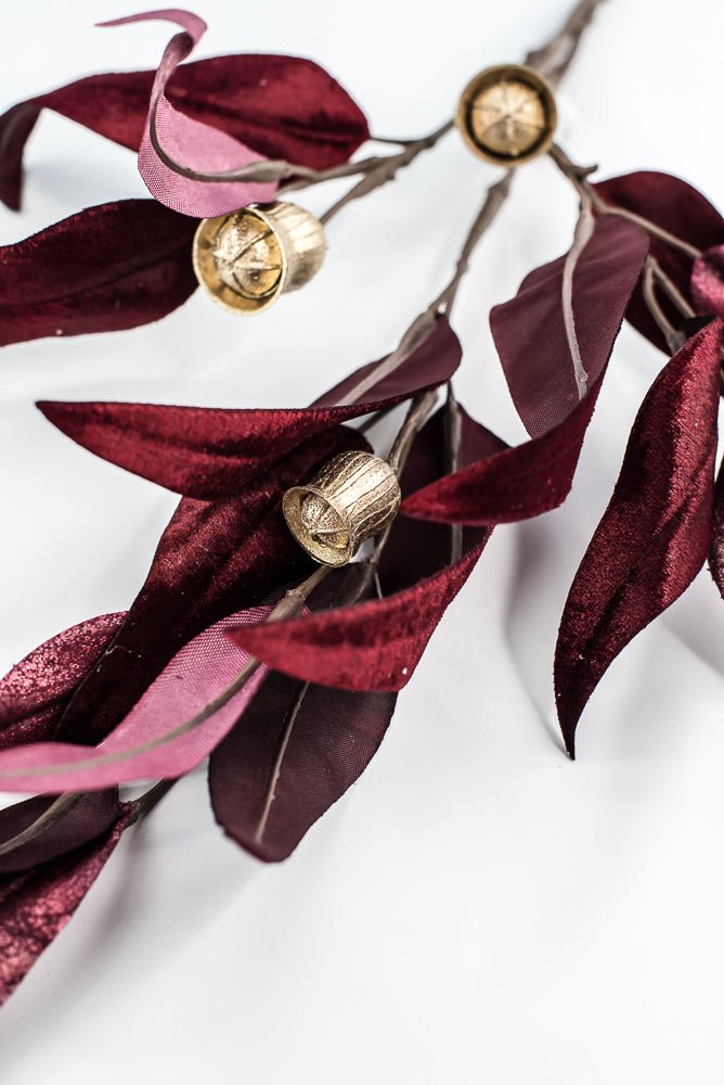Burgundy Lux Velvet Eucalyptus Leaf Spray - 34" - Greenery MarketXFS618-BU