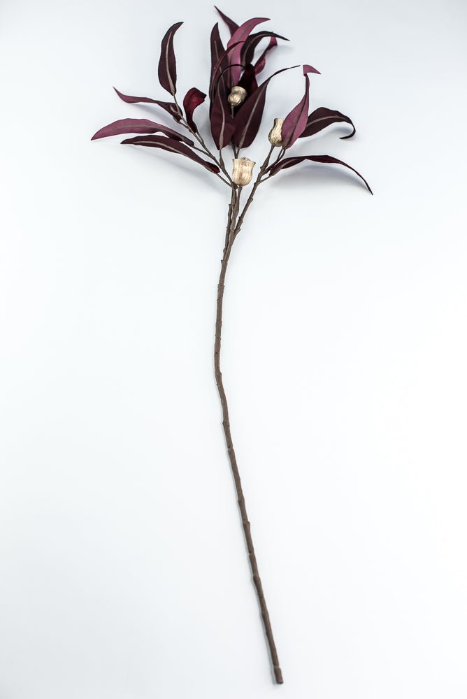 Burgundy Lux Velvet Eucalyptus Leaf Spray - 34" - Greenery MarketXFS618-BU