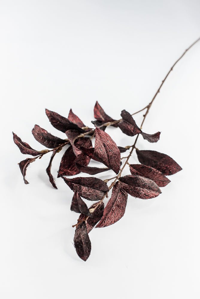 Burgundy Metallic Osmanthus Leaf Spray - 29" - Greenery MarketXFS366-BU
