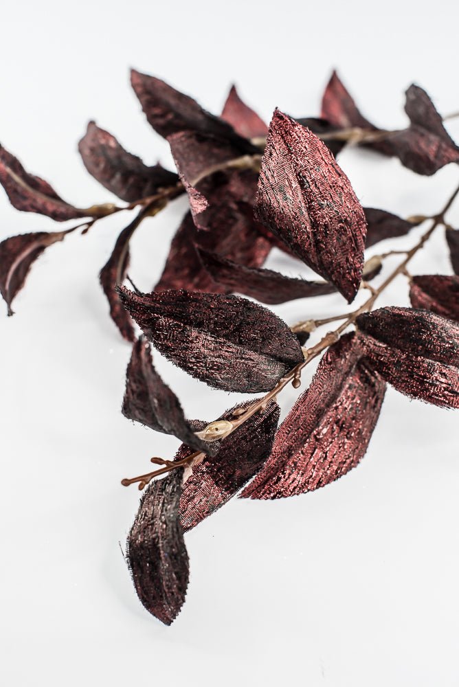 Burgundy Metallic Osmanthus Leaf Spray - 29" - Greenery MarketXFS366-BU