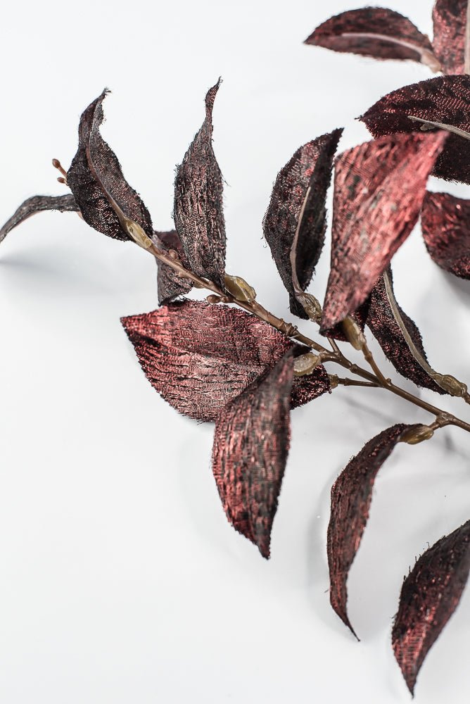 Burgundy Metallic Osmanthus Leaf Spray - 29" - Greenery MarketXFS366-BU