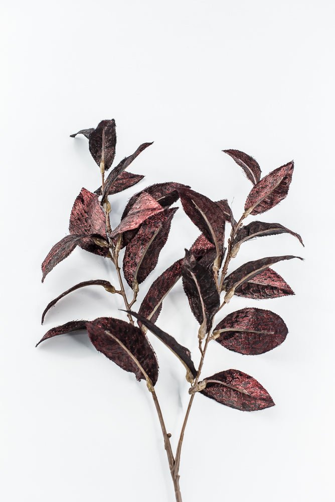 Burgundy Metallic Osmanthus Leaf Spray - 29" - Greenery MarketXFS366-BU