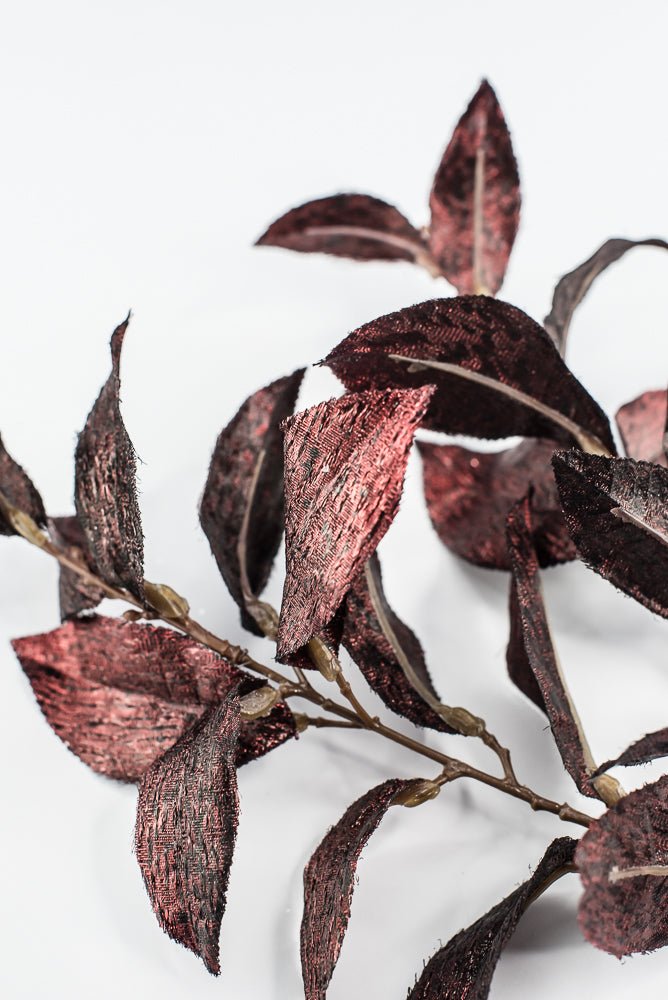 Burgundy Metallic Osmanthus Leaf Spray - 29" - Greenery MarketXFS366-BU