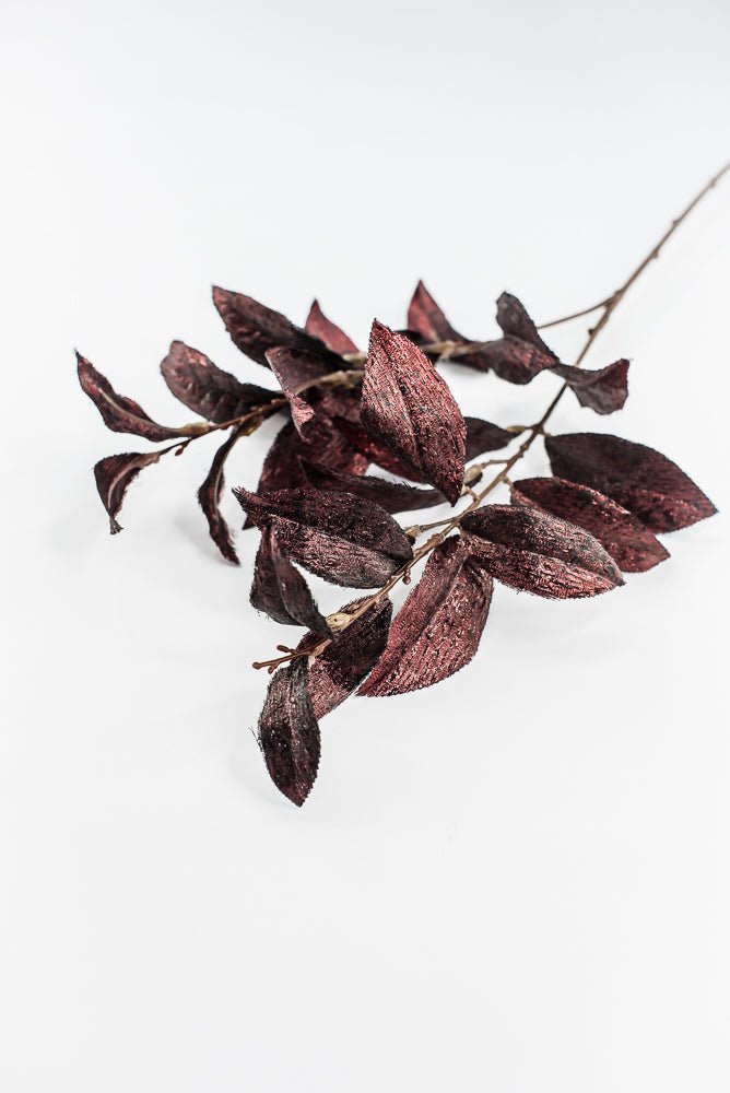 Burgundy Metallic Osmanthus Leaf Spray - 29" - Greenery MarketXFS366-BU