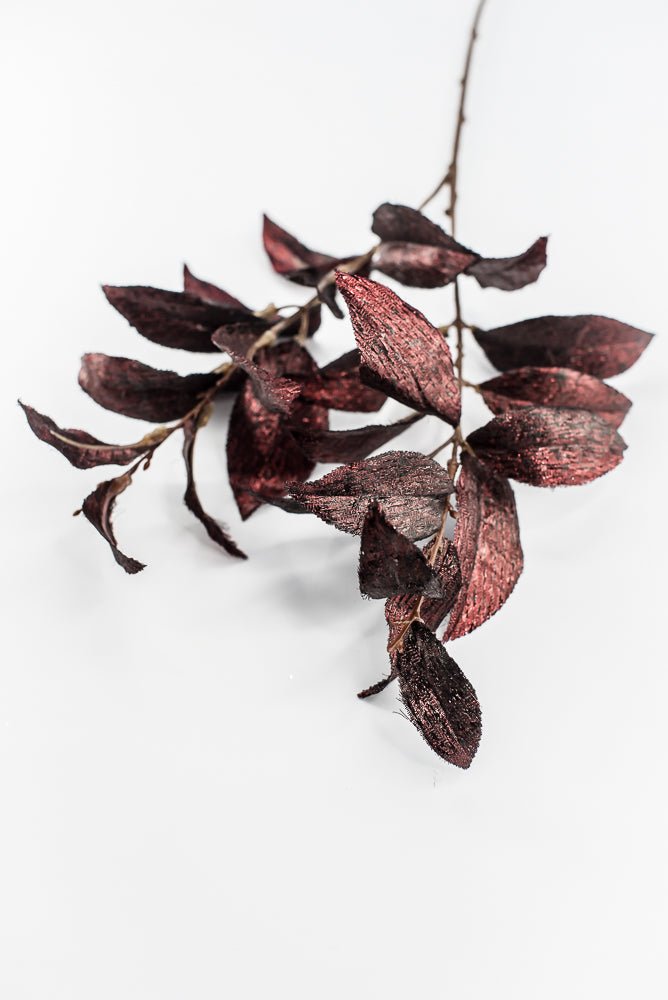 Burgundy Metallic Osmanthus Leaf Spray - 29" - Greenery MarketXFS366-BU