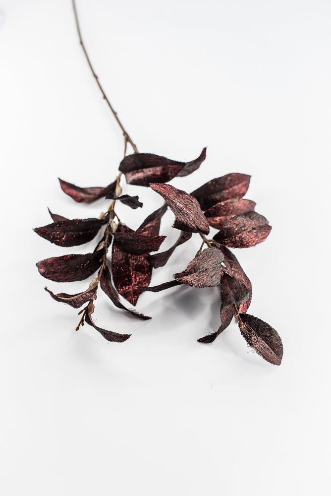 Burgundy Metallic Osmanthus Leaf Spray - 29" - Greenery MarketXFS366-BU