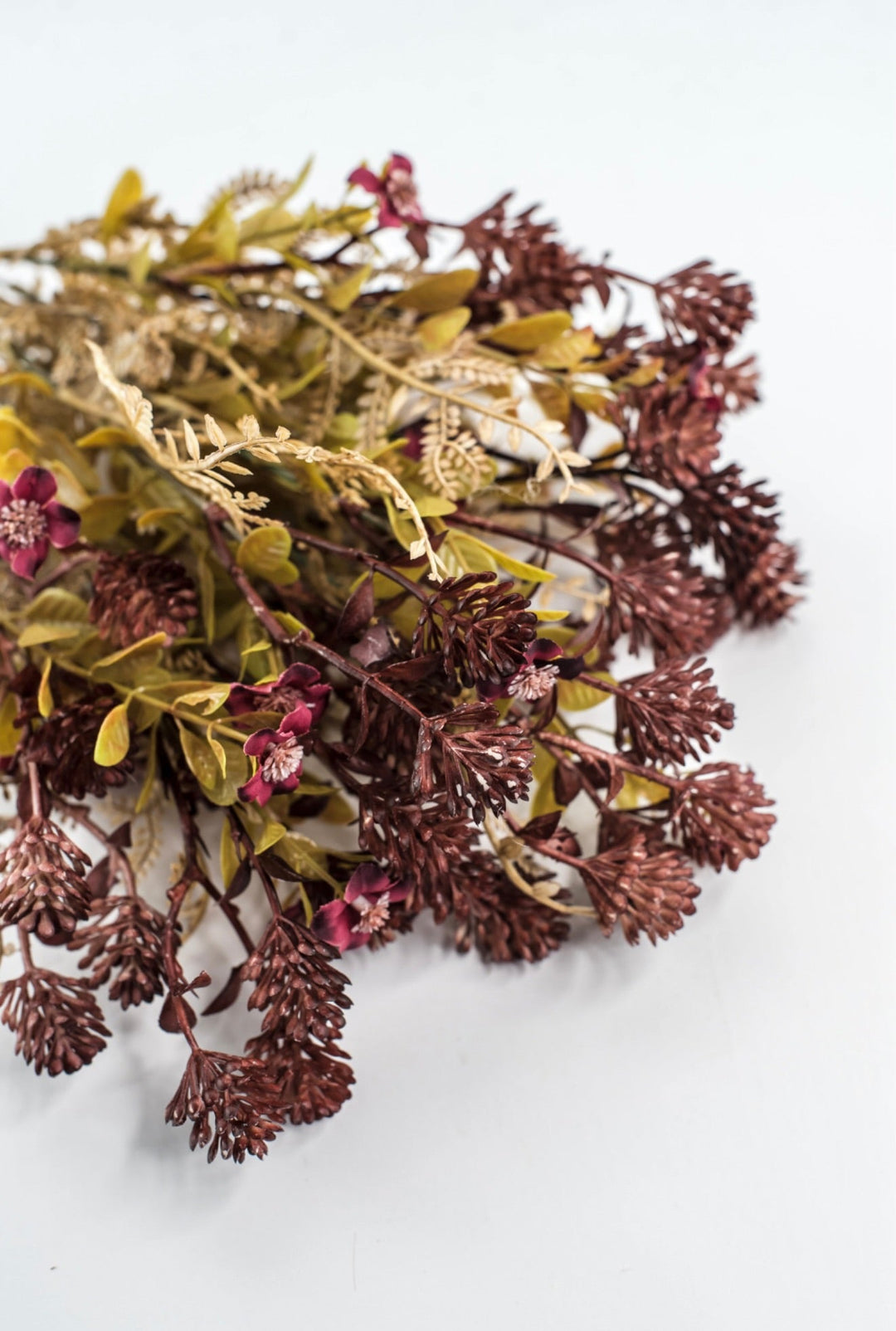 Burgundy Mixed Flowers And Greenery Leaf Bush - Greenery Market85336-BG