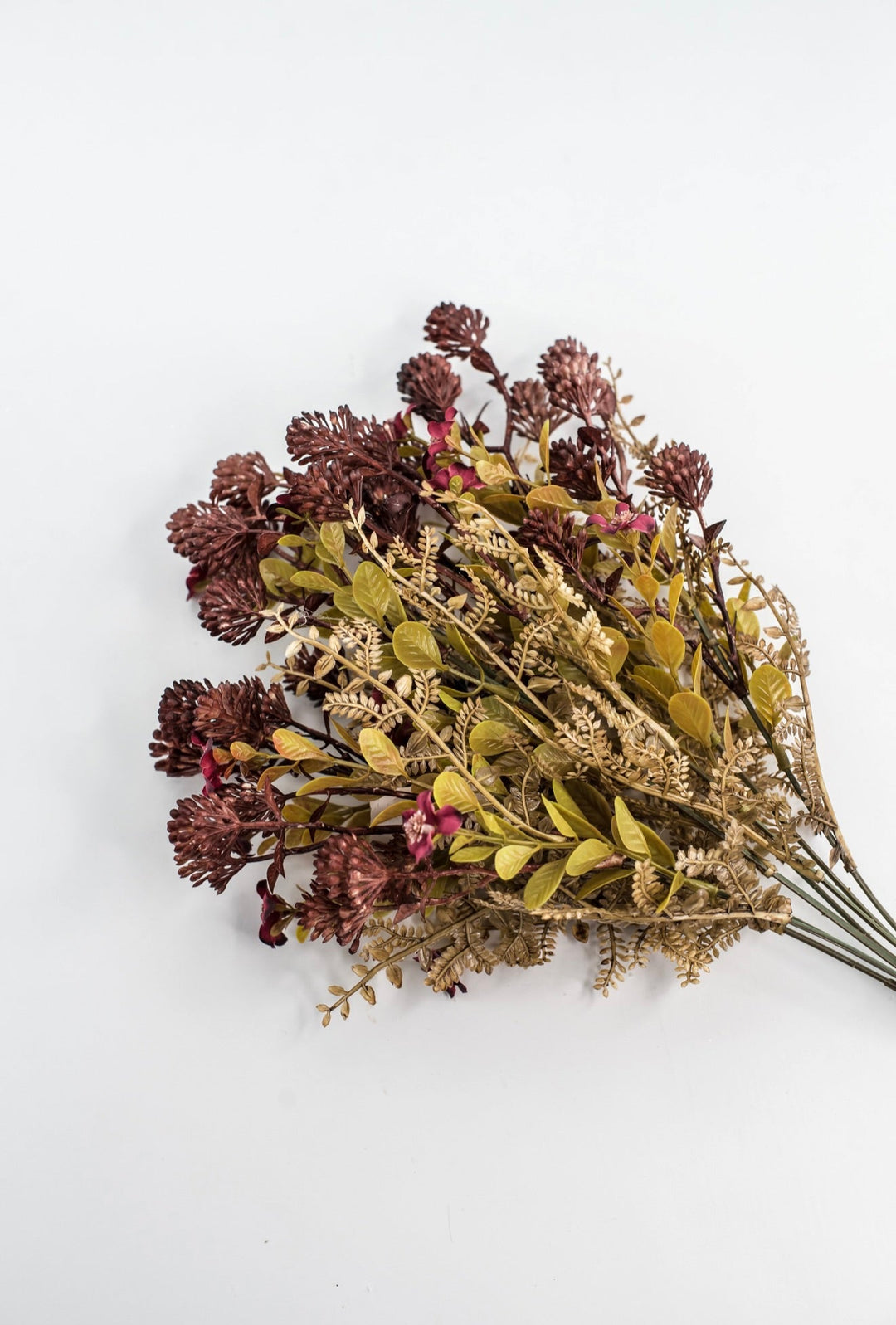 Burgundy Mixed Flowers And Greenery Leaf Bush - Greenery Market85336-BG