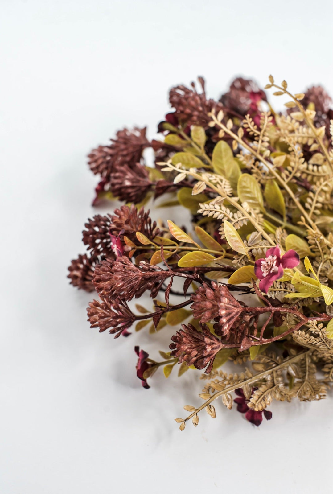 Burgundy Mixed Flowers And Greenery Leaf Bush - Greenery Market85336-BG