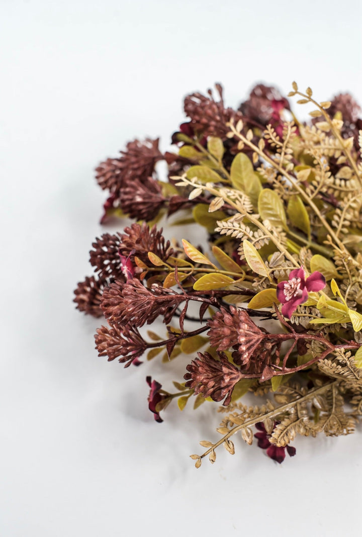 Burgundy Mixed Flowers And Greenery Leaf Bush - Greenery Market85336-BG