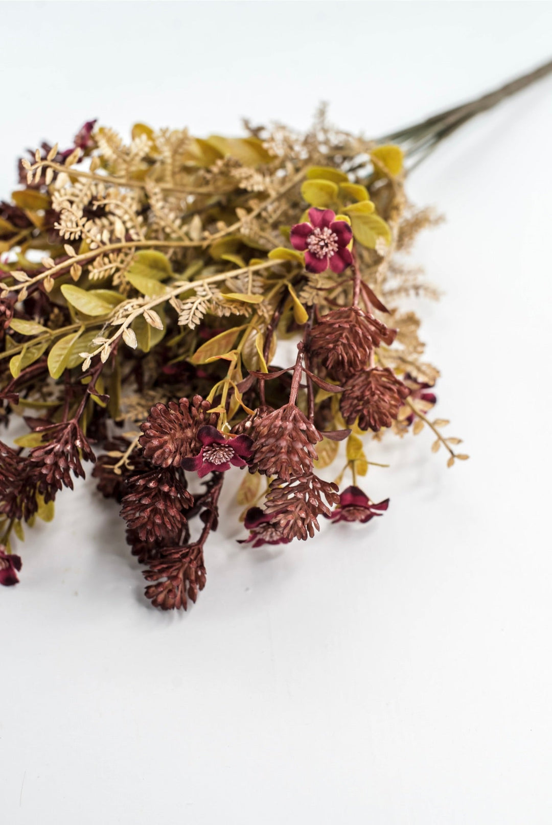 Burgundy Mixed Flowers And Greenery Leaf Bush - Greenery Market85336-BG