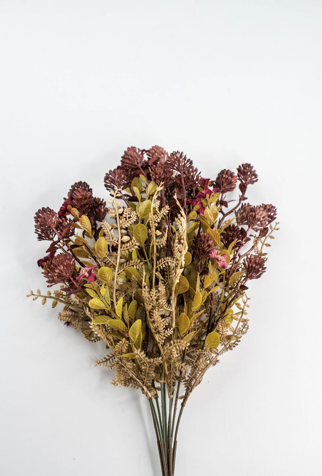 Burgundy Mixed Flowers And Greenery Leaf Bush - Greenery Market85336-BG