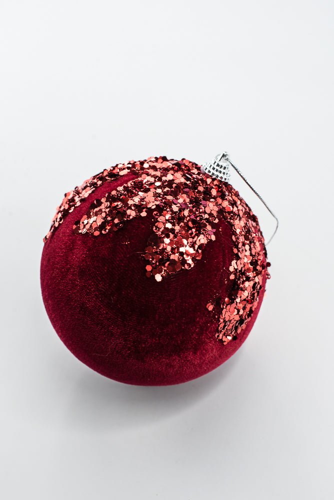 Burgundy Ornament Sequin Velvet Ball - 5" - Greenery MarketHoliday Ornaments86666BG