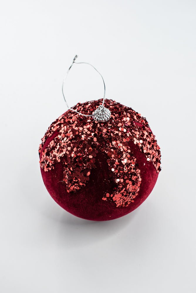 Burgundy Ornament Sequin Velvet Ball - 5" - Greenery MarketHoliday Ornaments86666BG