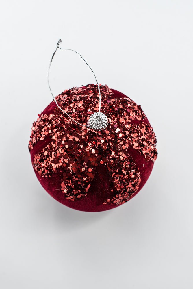 Burgundy Ornament Sequin Velvet Ball - 5" - Greenery MarketHoliday Ornaments86666BG