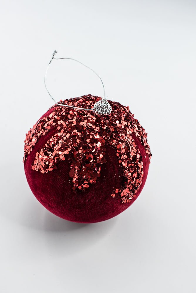Burgundy Ornament Sequin Velvet Ball - 5" - Greenery MarketHoliday Ornaments86666BG