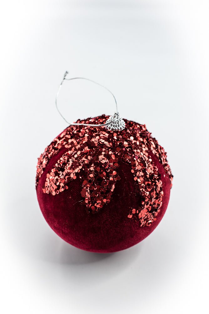 Burgundy Ornament Sequin Velvet Ball - 5" - Greenery MarketHoliday Ornaments86666BG