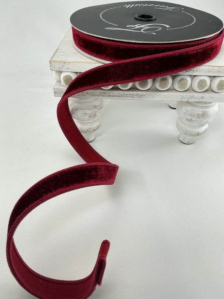 Burgundy plush velvet luster 1” farrisilk wired ribbon - Greenery MarketRibbons & TrimRV001 - 11