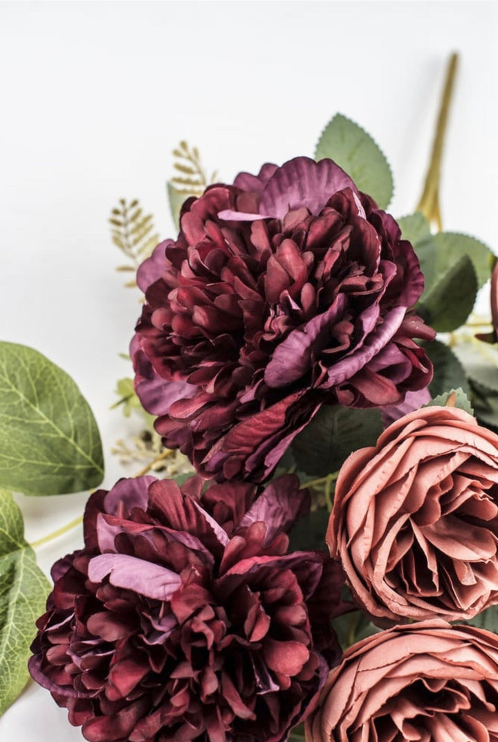 Burgundy & Salmon Peony Cabbage Rose Bush - 20" - Greenery Market23180-RDSAL