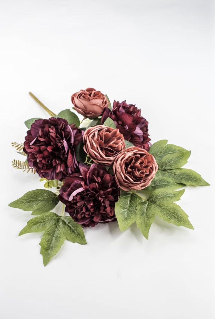 Burgundy & Salmon Peony Cabbage Rose Bush - 20" - Greenery Market23180-RDSAL
