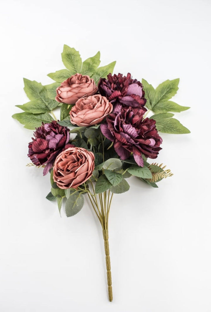 Burgundy & Salmon Peony Cabbage Rose Bush - 20" - Greenery Market23180-RDSAL