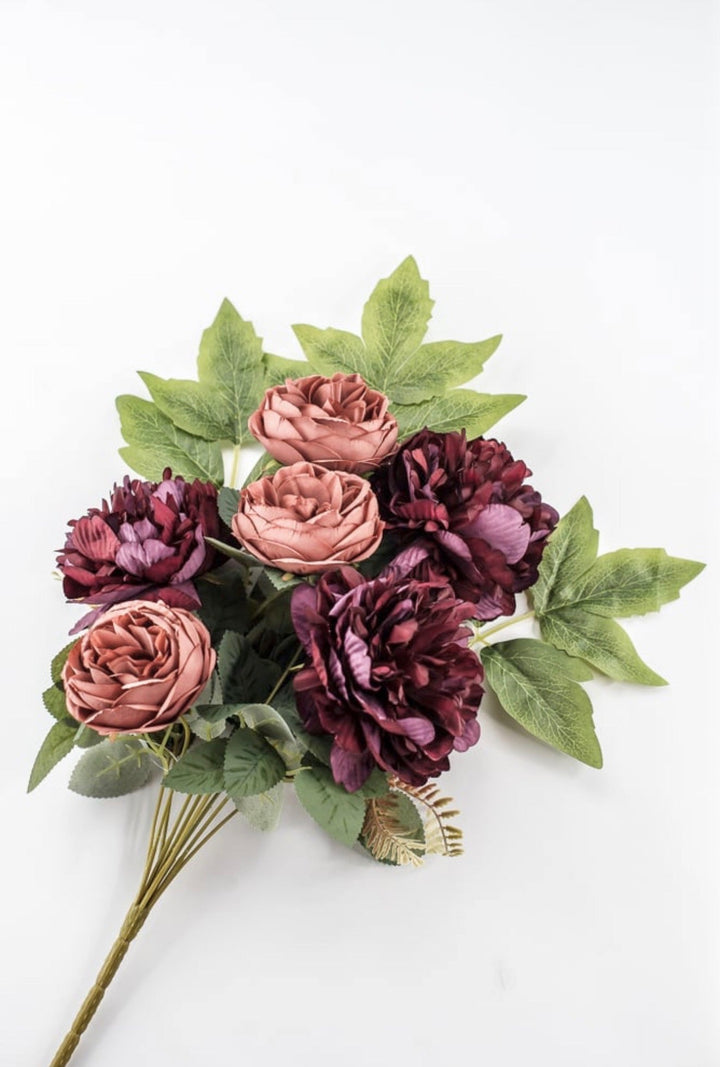 Burgundy & Salmon Peony Cabbage Rose Bush - 20" - Greenery Market23180-RDSAL
