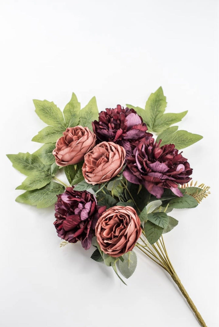Burgundy & Salmon Peony Cabbage Rose Bush - 20" - Greenery Market23180-RDSAL