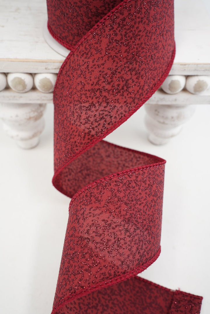 Burgundy Shimmer Glitter Ribbon - 2.5" - Greenery MarketRibbon211936