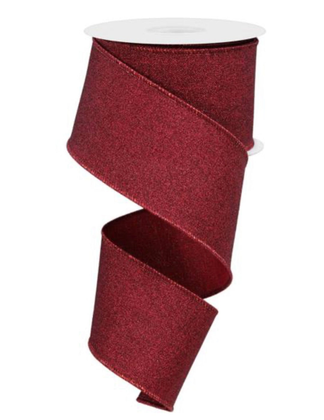 Burgundy, solid fine glitter wired ribbon 2.5” - Greenery MarketWired ribbonRge138105