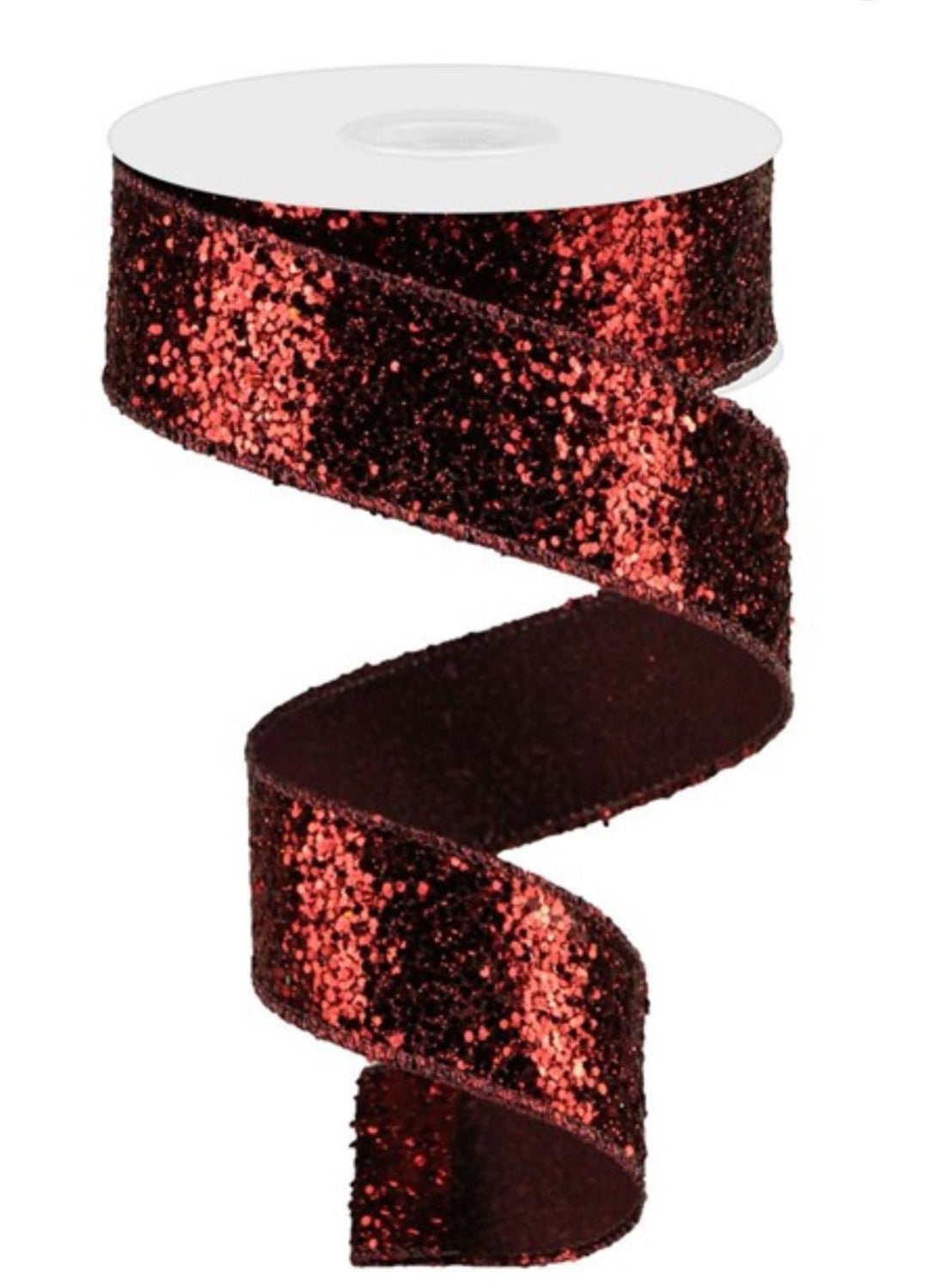 Burgundy Solid glitter 1.5” wired ribbon - Greenery MarketWired ribbonRGA130005