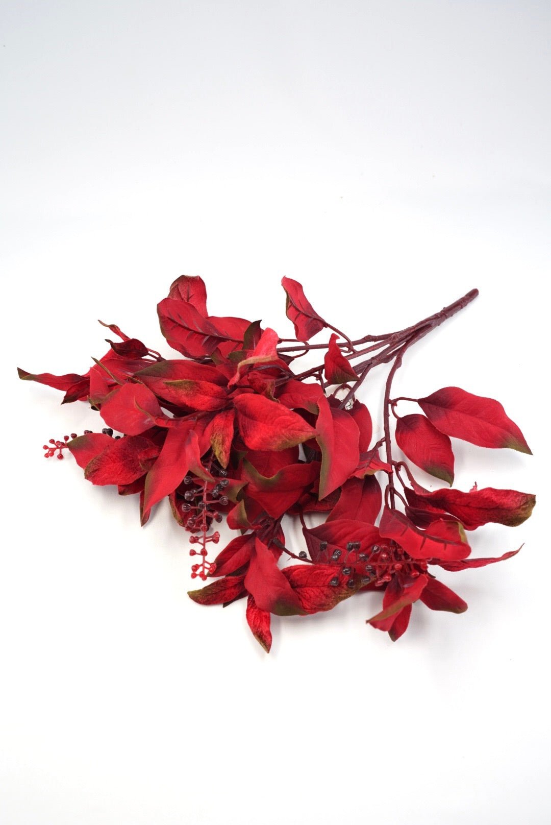 Burgundy Velvet Leaf With Berry Bush - 16" - Greenery MarketXF686BU