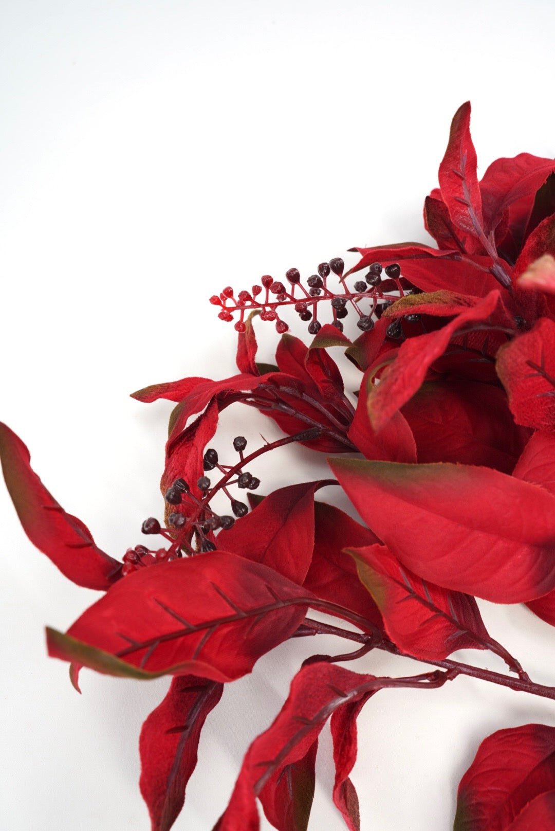 Burgundy Velvet Leaf With Berry Bush - 16" - Greenery MarketXF686BU