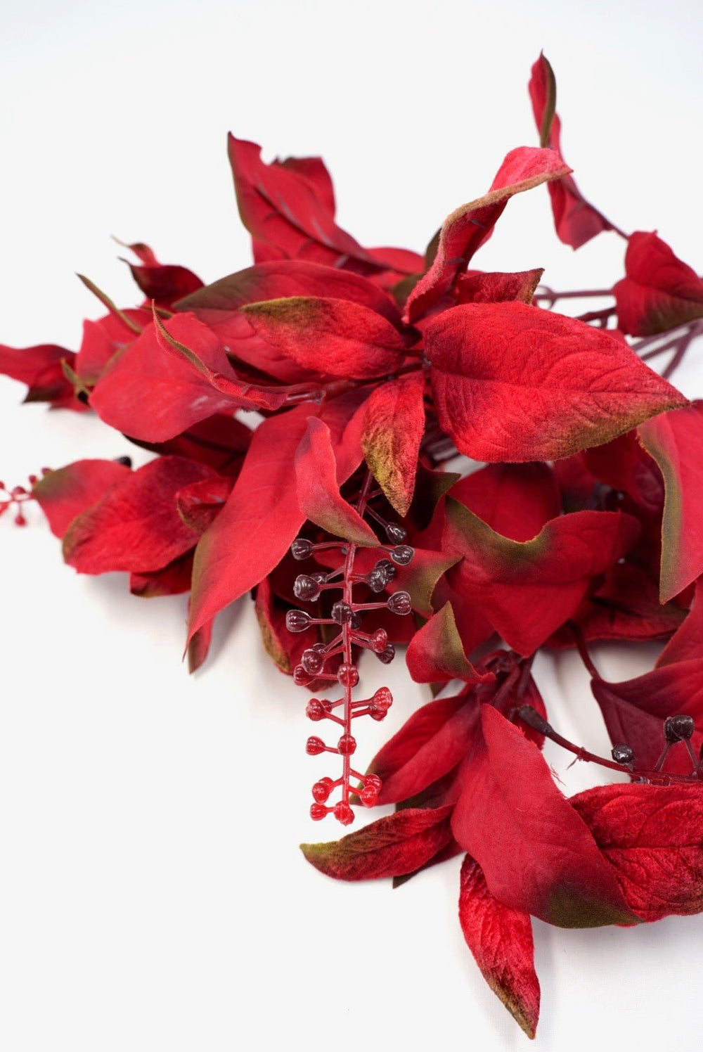 Burgundy Velvet Leaf With Berry Bush - 16" - Greenery MarketXF686BU