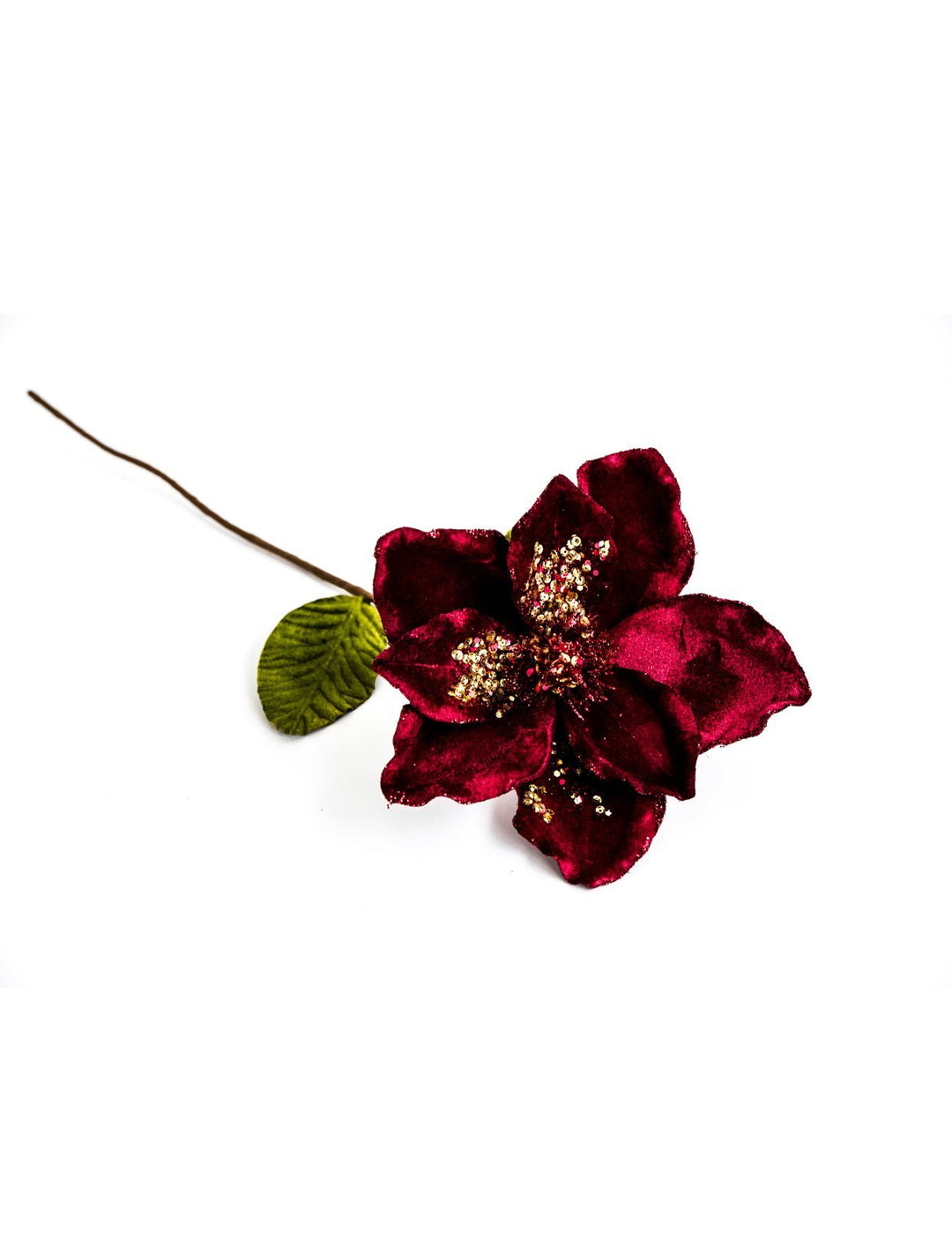 Burgundy velvet magnolia stem - Greenery Market203224