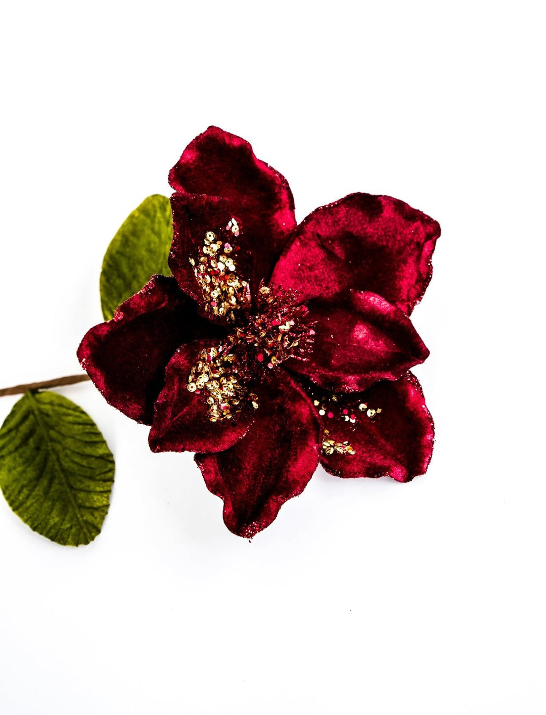 Burgundy velvet magnolia stem - Greenery Market203224