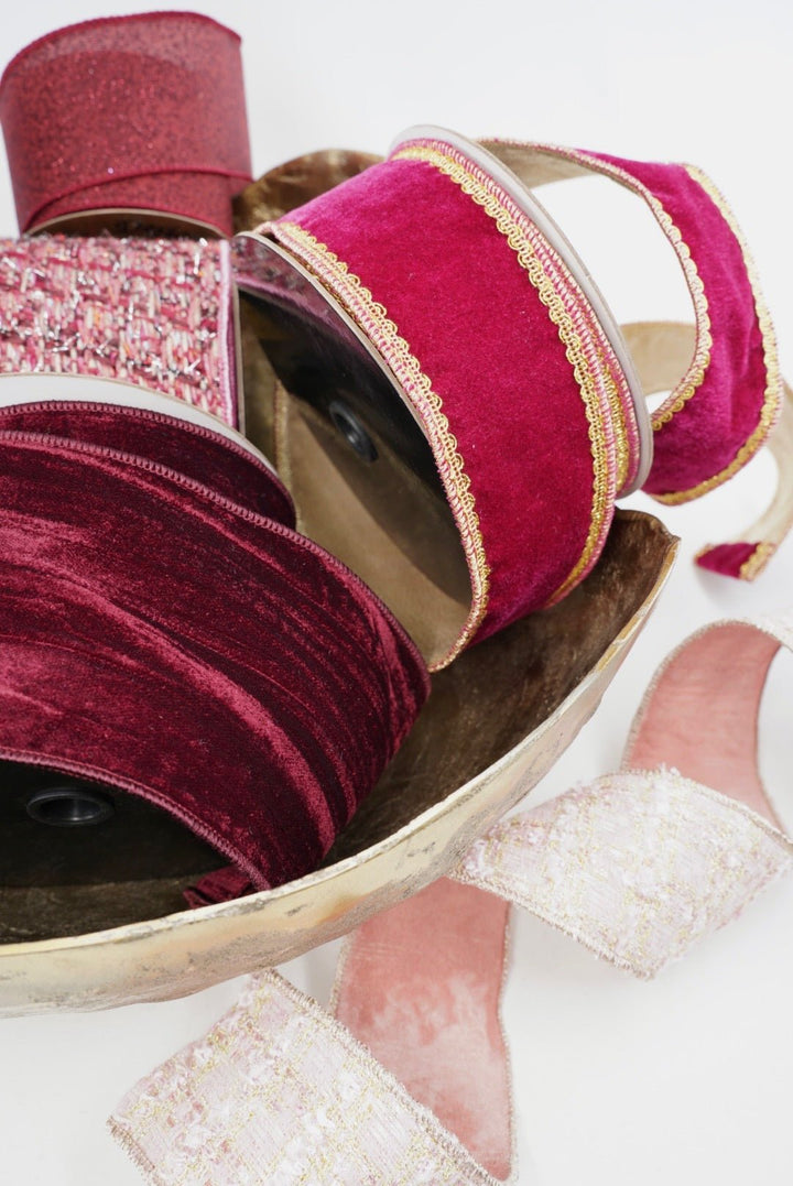 Burgundy velvet wired ribbon 4” - Greenery MarketRibbons & Trim239921