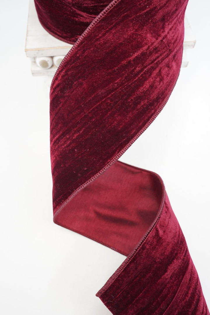 Burgundy velvet wired ribbon 4” - Greenery MarketRibbons & Trim239921