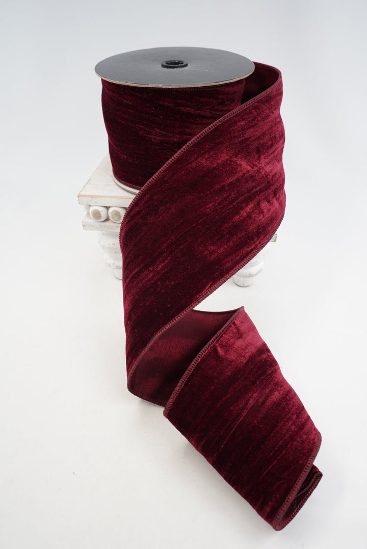 Burgundy velvet wired ribbon 4” - Greenery MarketRibbons & Trim239921