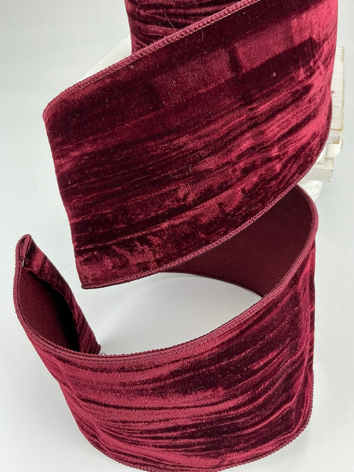 Burgundy velvet wired ribbon 4” - Greenery MarketRibbons & Trim239921