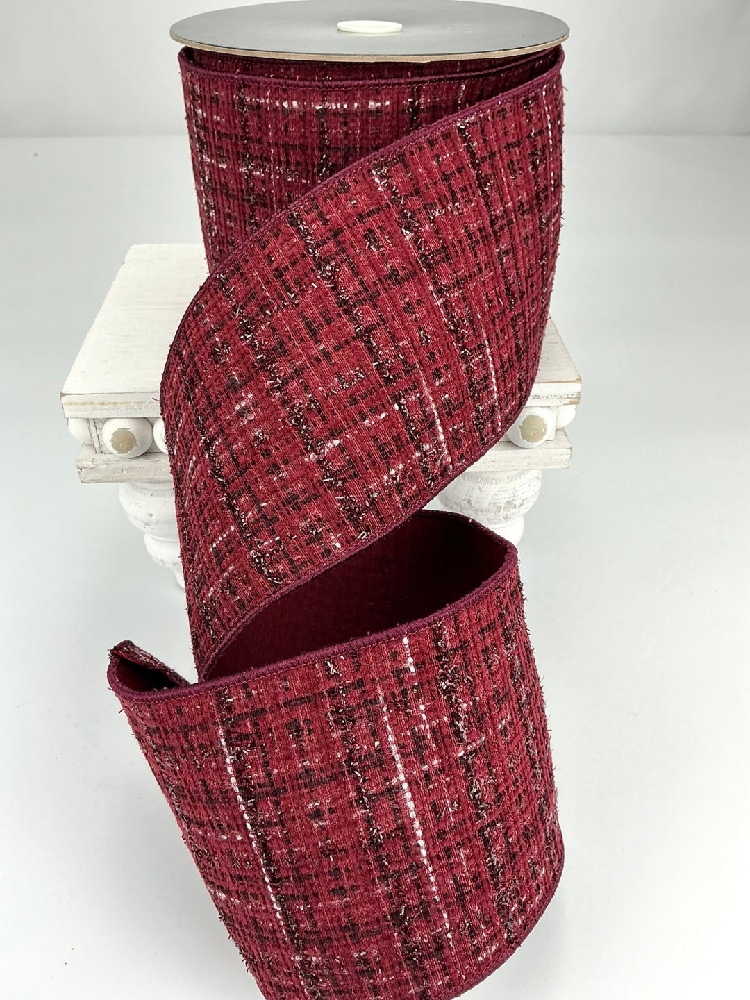 Burgundy wine tweed wired ribbon 4” - Greenery MarketRibbons & Trim239562