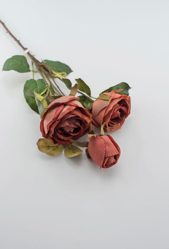 Cabbage Rose spray - rust - Greenery Marketartificial flowers6112 - COR